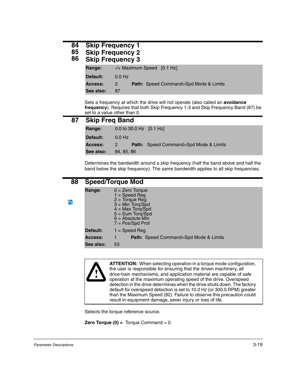 87 skip freq band, 88 speed/torque mod | Rockwell Automation Liqui-Flo DBT Reach Drive User Manual | Page 45 / 248