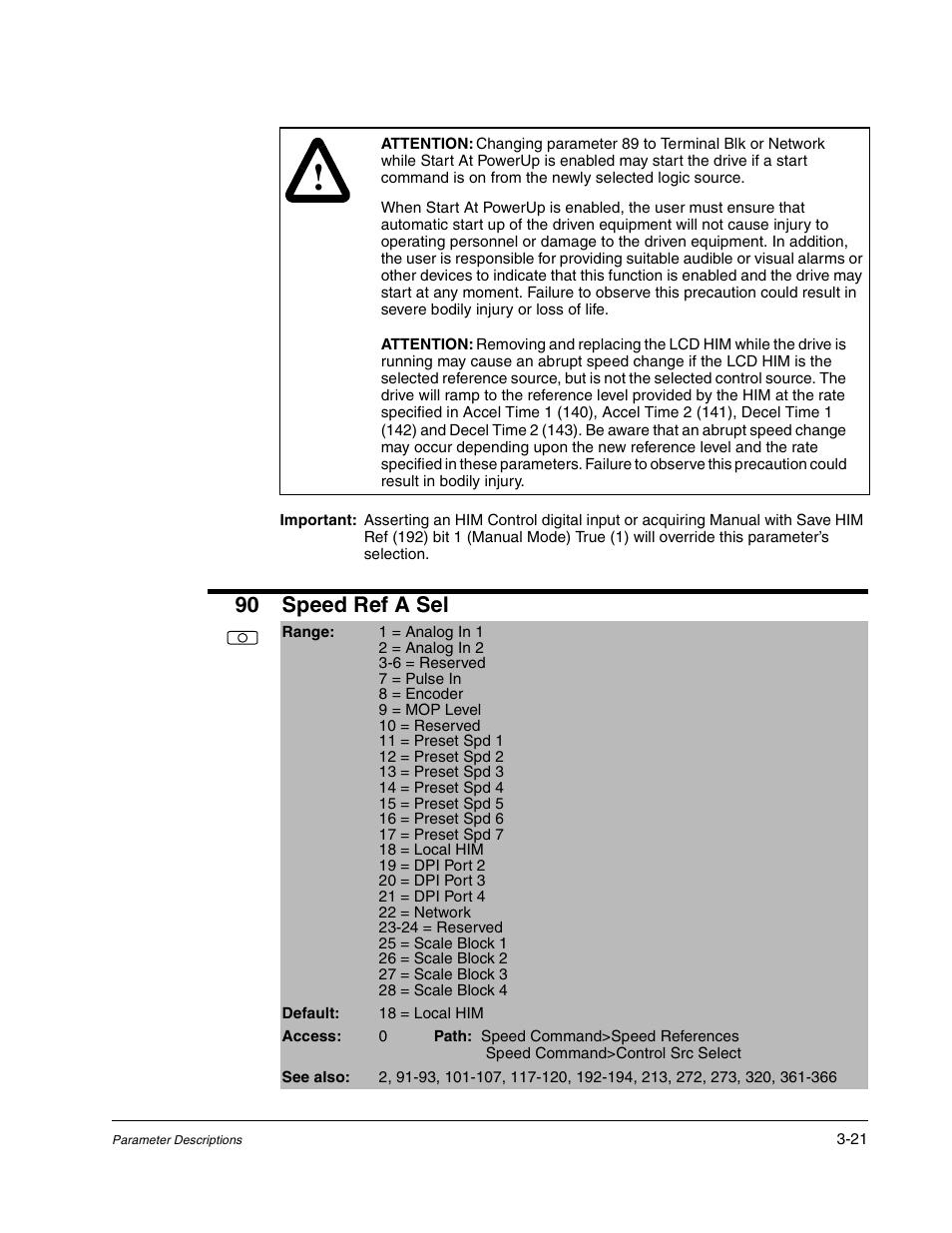 90 speed ref a sel | Rockwell Automation Liqui-Flo DBT Reach Drive User Manual | Page 47 / 248