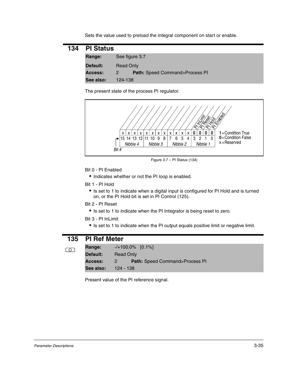 134 pi status, 135 pi ref meter | Rockwell Automation Liqui-Flo DBT Reach Drive User Manual | Page 61 / 248