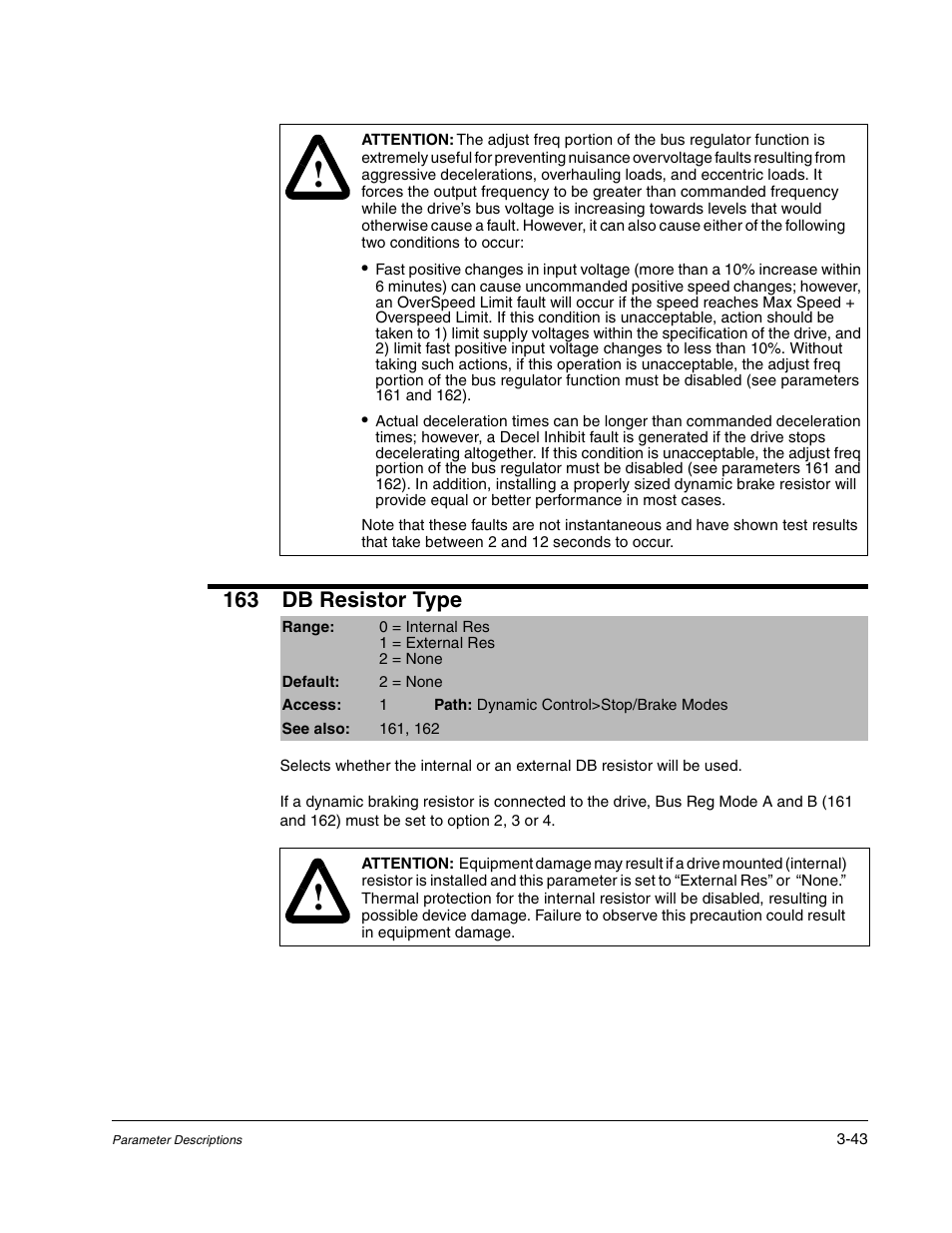 163 db resistor type | Rockwell Automation Liqui-Flo DBT Reach Drive User Manual | Page 69 / 248