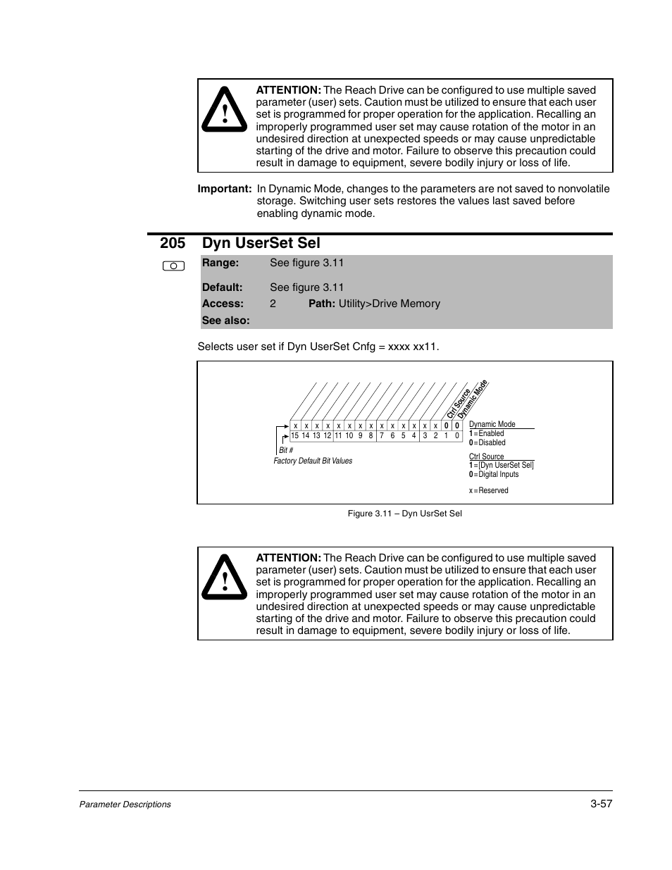 205 dyn userset sel | Rockwell Automation Liqui-Flo DBT Reach Drive User Manual | Page 83 / 248