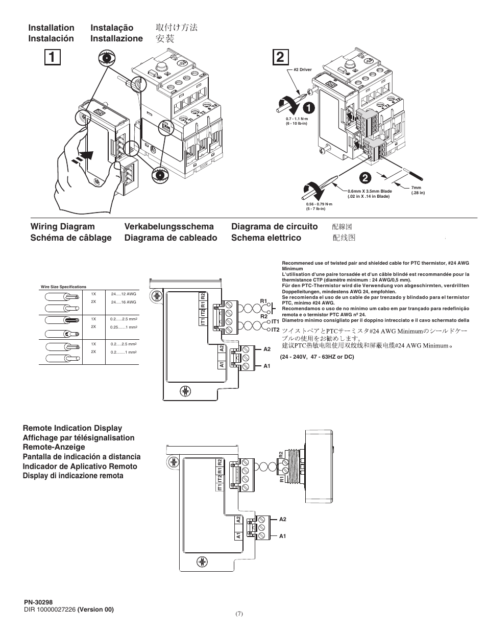 Installation instalación instalação installazione | Rockwell Automation CEP7-EPT CEP7 PTC Thermistor Accessory Module User Manual | Page 7 / 8