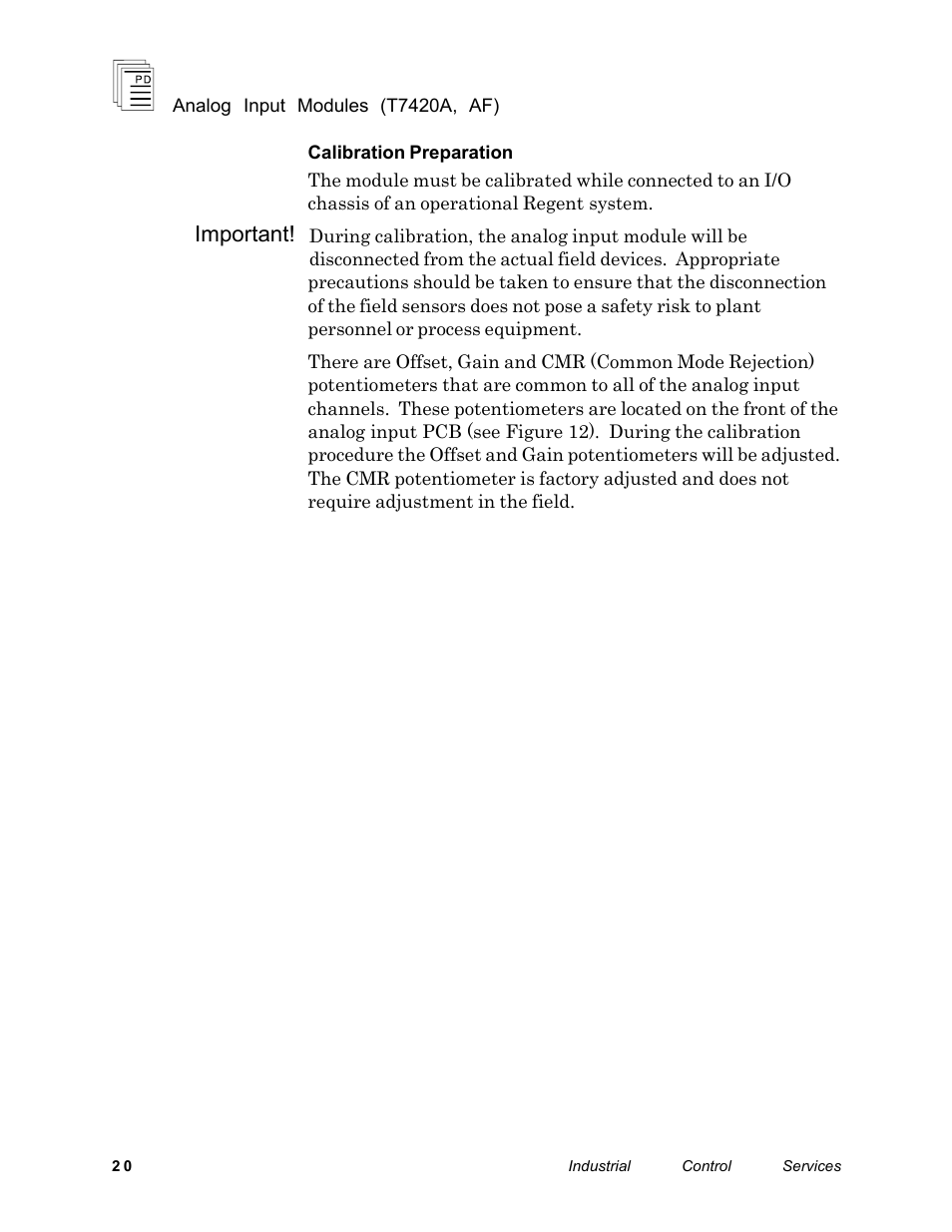 Important | Rockwell Automation T7420A_AF ICS Regent+Plus Analog Input Modules 60Hz Rejection and Fast Response User Manual | Page 20 / 29