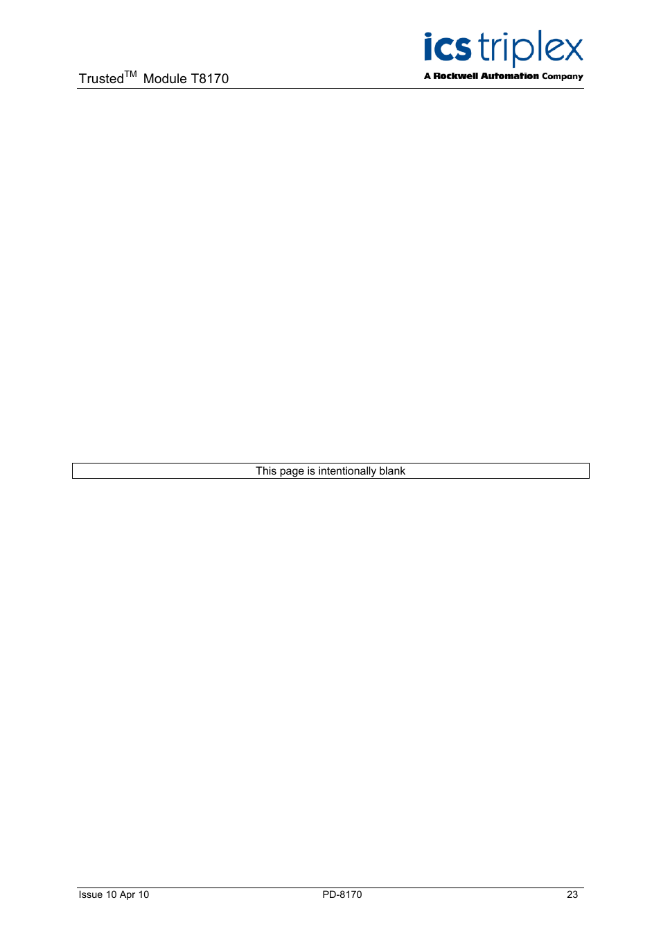Trusted, Module t8170 | Rockwell Automation T8170 Trusted Gateway Module User Manual | Page 23 / 25
