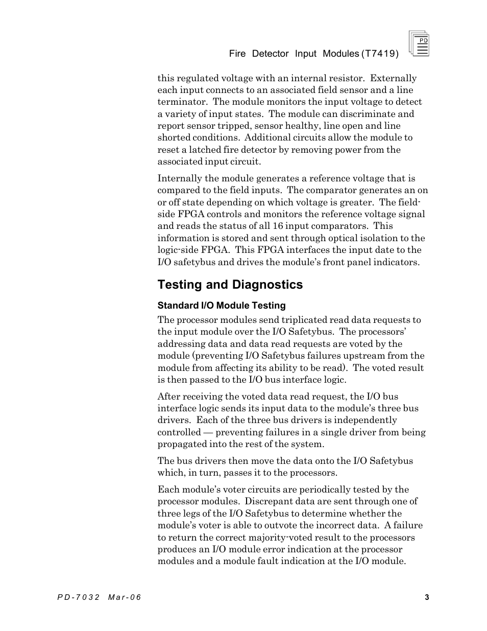 Testing and diagnostics | Rockwell Automation T7419 ICS Regent+Plus Fire Detector Input Modules User Manual | Page 3 / 20