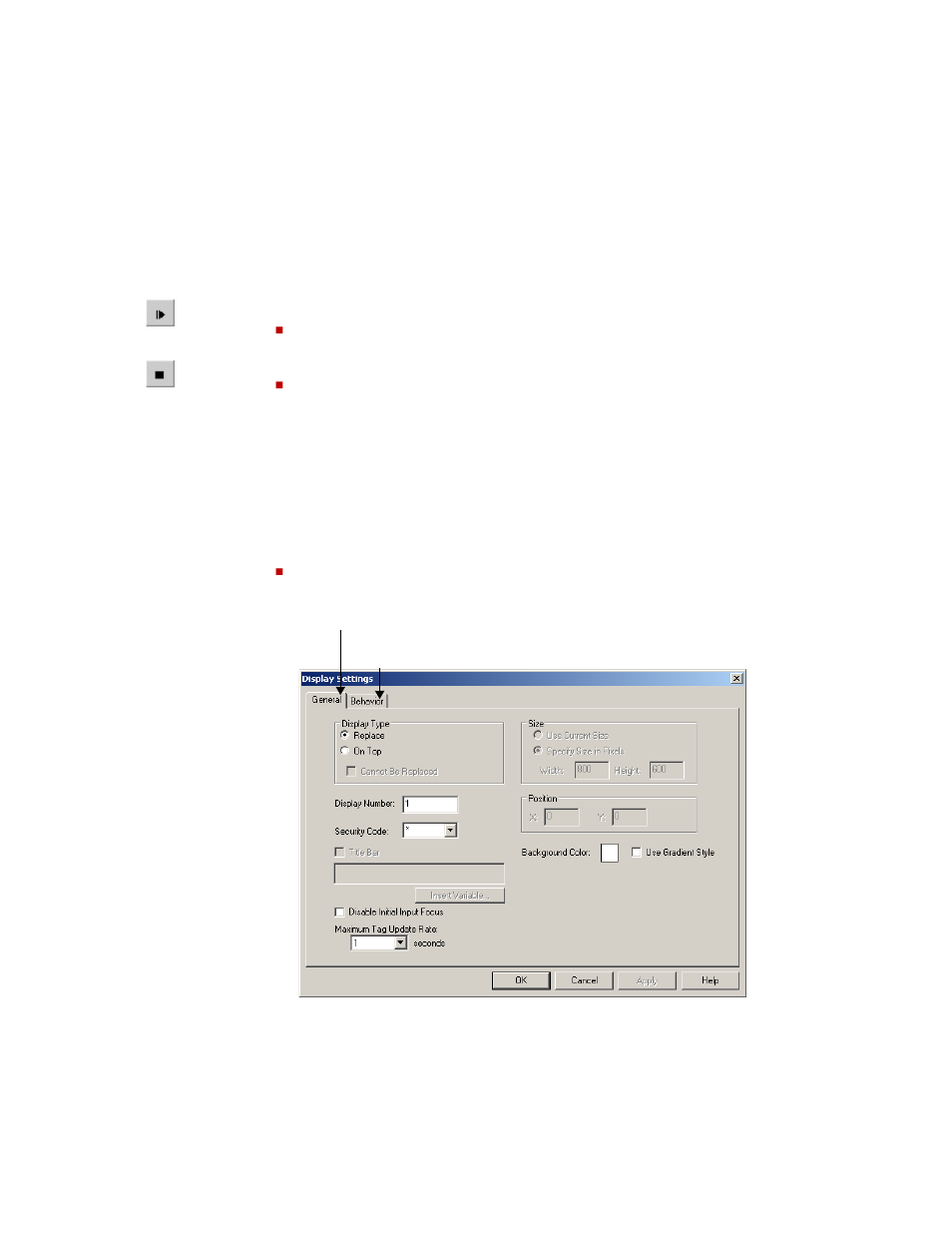 Set up graphic displays, Specify display settings, Set up graphic displays -11 | Specify display settings -11 | Rockwell Automation FactoryTalk View Machine Edition Users Guide User Manual | Page 313 / 677