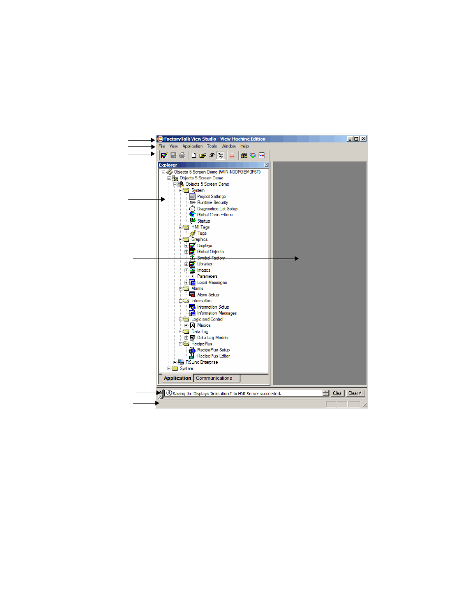 Explore the factorytalk view studio main window, The menu bar, Explore the factorytalk view studio main window -4 | The menu bar -4 | Rockwell Automation FactoryTalk View Machine Edition Users Guide User Manual | Page 38 / 677