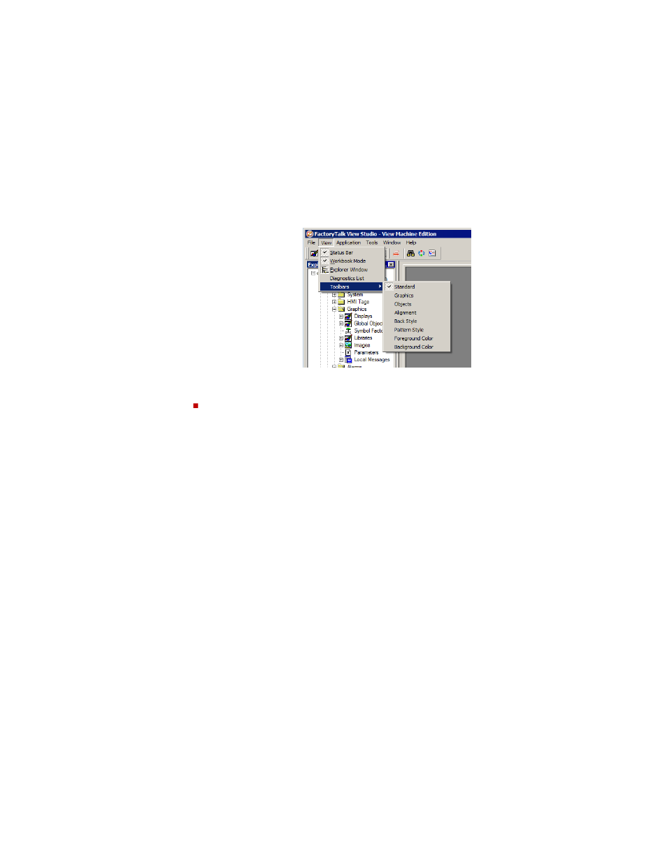 Show and hide items in the main window, Use the explorer window, Show and hide items in the main window -8 | Use the explorer window -8 | Rockwell Automation FactoryTalk View Machine Edition Users Guide User Manual | Page 42 / 677