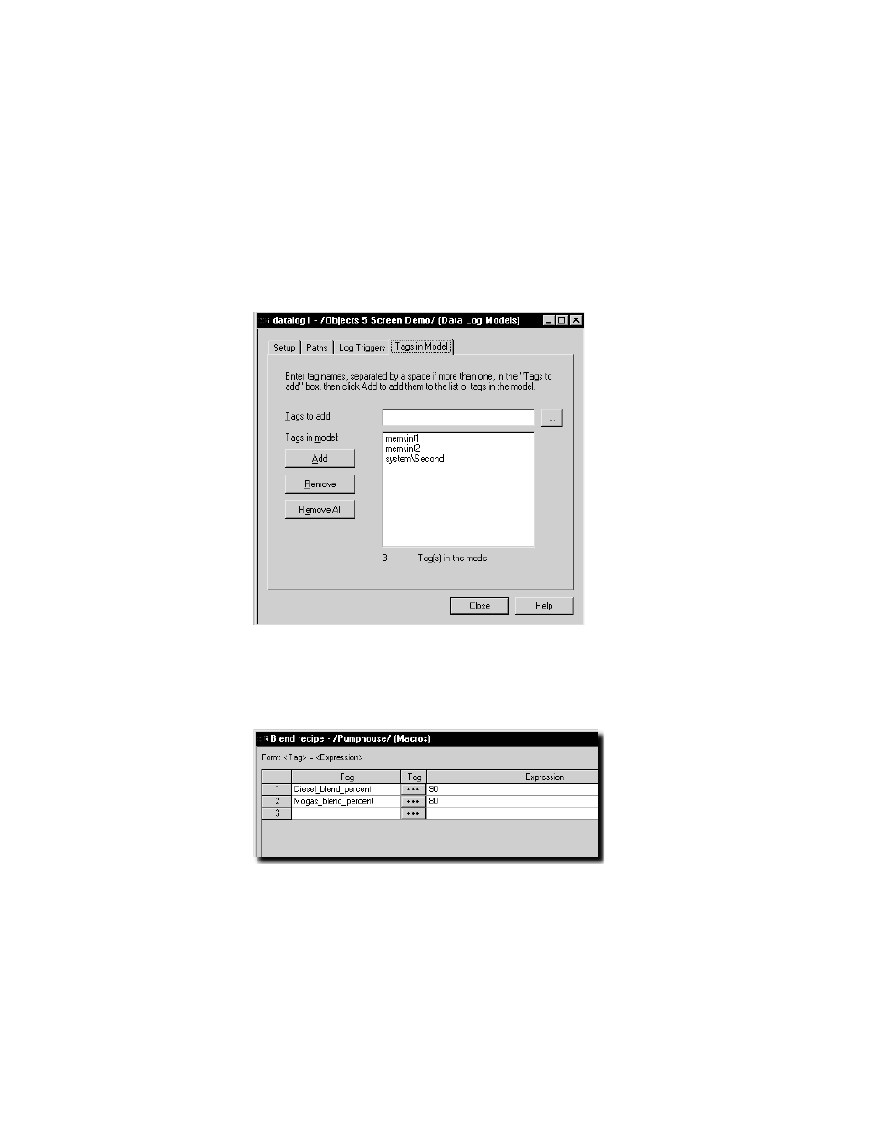 Log tag values, Use macros to assign values to tags | Rockwell Automation FactoryTalk View Machine Edition Users Guide User Manual | Page 96 / 677