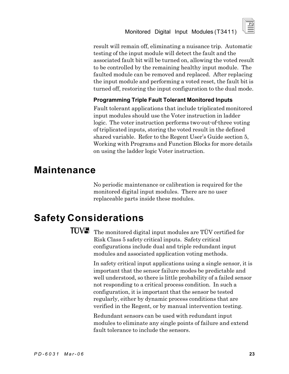 Maintenance, Safety considerations | Rockwell Automation T3411 ICS Regent Monitored Digital Input Modules User Manual | Page 23 / 26