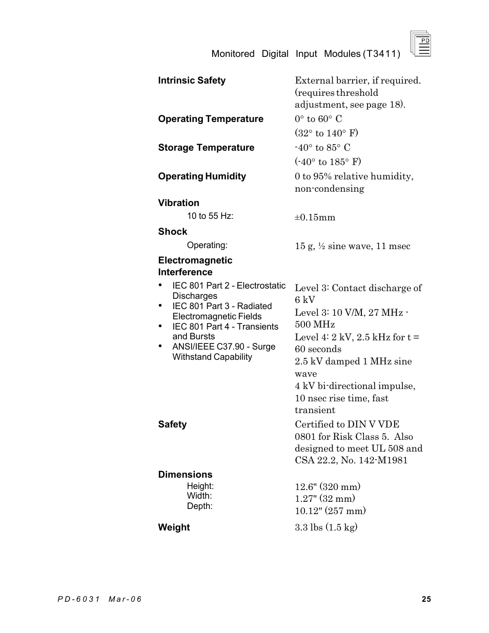 Rockwell Automation T3411 ICS Regent Monitored Digital Input Modules User Manual | Page 25 / 26