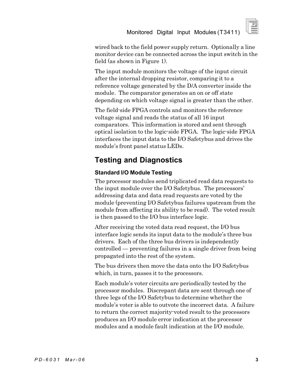 Testing and diagnostics | Rockwell Automation T3411 ICS Regent Monitored Digital Input Modules User Manual | Page 3 / 26