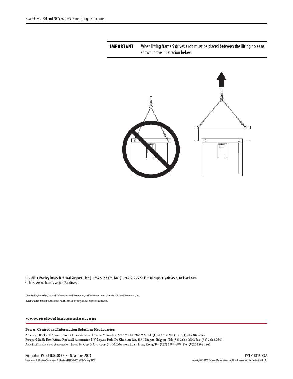 Rockwell Automation 20D PowerFlex 700H/S Frame 9 Drive Lifiting Instructions User Manual | Page 2 / 2