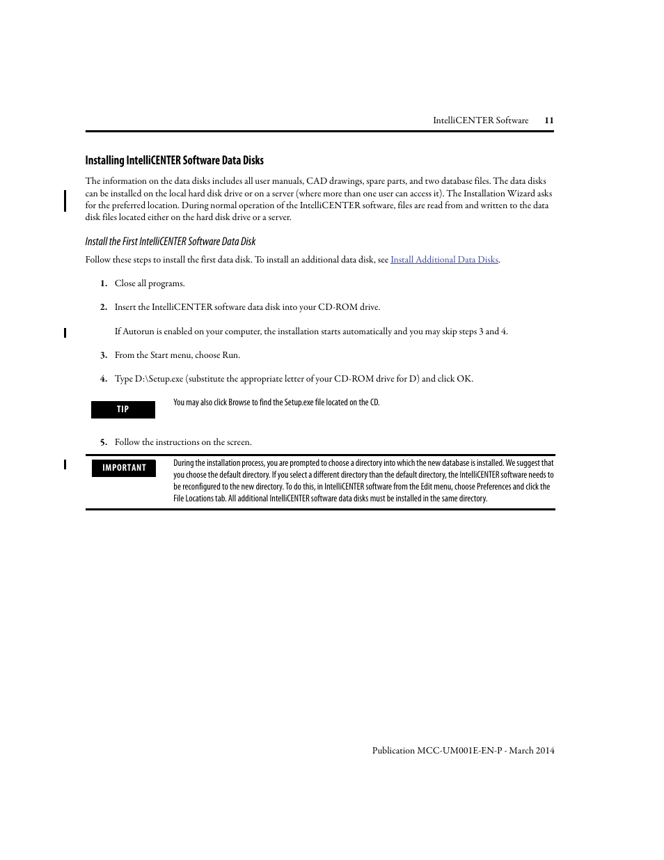 Installing intellicenter software data disks | Rockwell Automation 2500 IntelliCENTER Software User Manual | Page 11 / 60