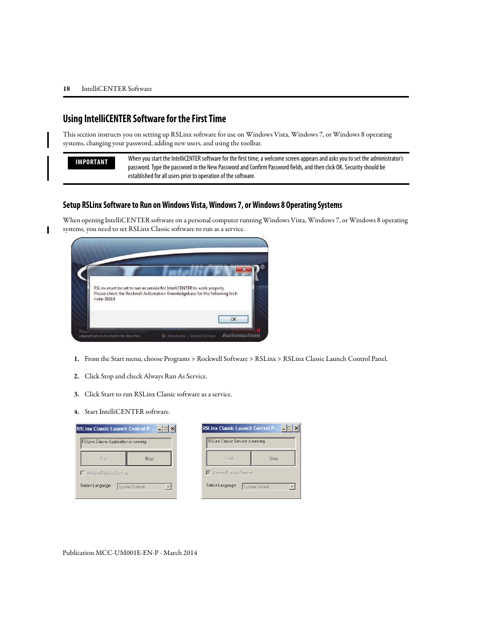 Using intellicenter software for the first time | Rockwell Automation 2500 IntelliCENTER Software User Manual | Page 18 / 60