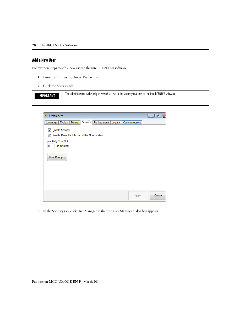 Add a new user | Rockwell Automation 2500 IntelliCENTER Software User Manual | Page 20 / 60
