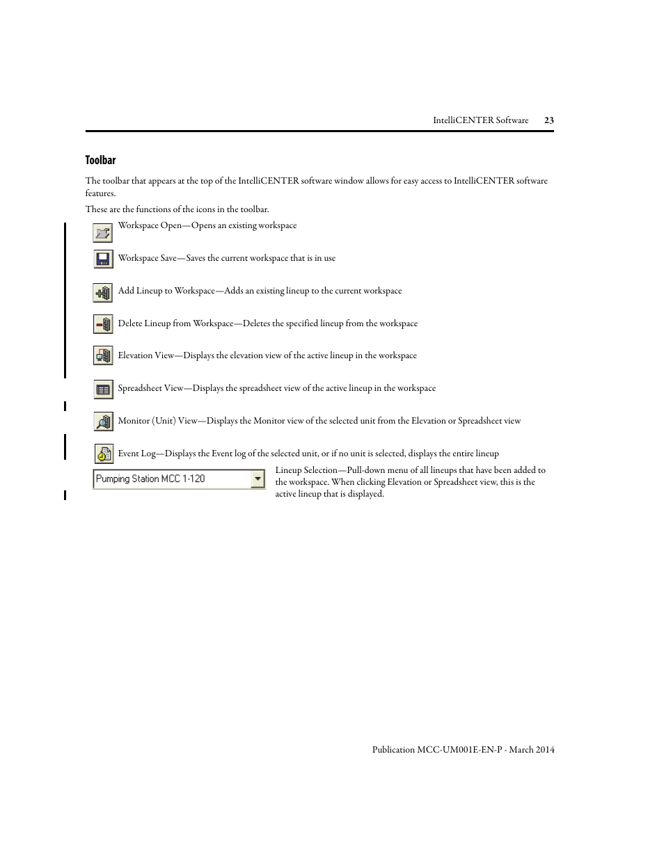 Toolbar | Rockwell Automation 2500 IntelliCENTER Software User Manual | Page 23 / 60