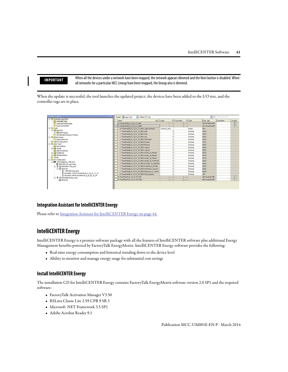 Integration assistant for intellicenter energy, Intellicenter energy, Install intellicenter energy | Rockwell Automation 2500 IntelliCENTER Software User Manual | Page 41 / 60