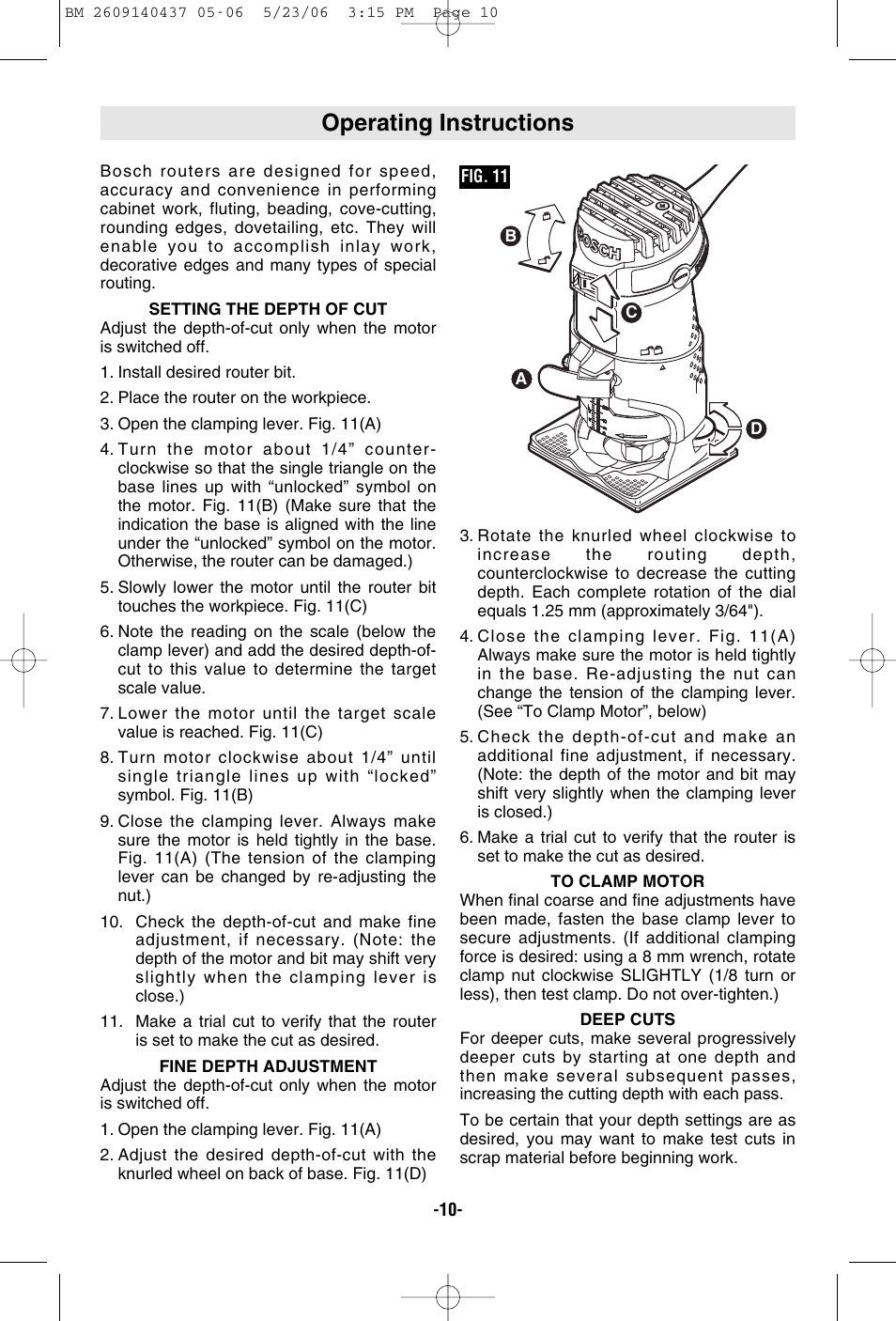 Operating instructions | Bosch PR10E User Manual | Page 10 / 64