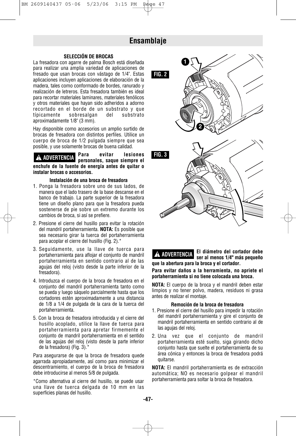 Ensamblaje | Bosch PR10E User Manual | Page 47 / 64