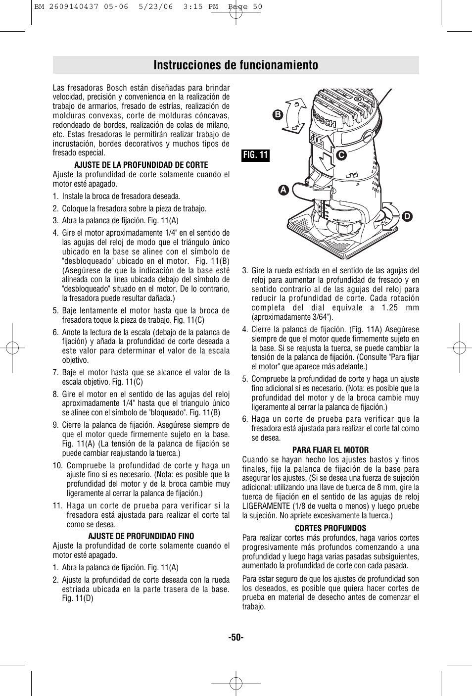 Instrucciones de funcionamiento | Bosch PR10E User Manual | Page 50 / 64