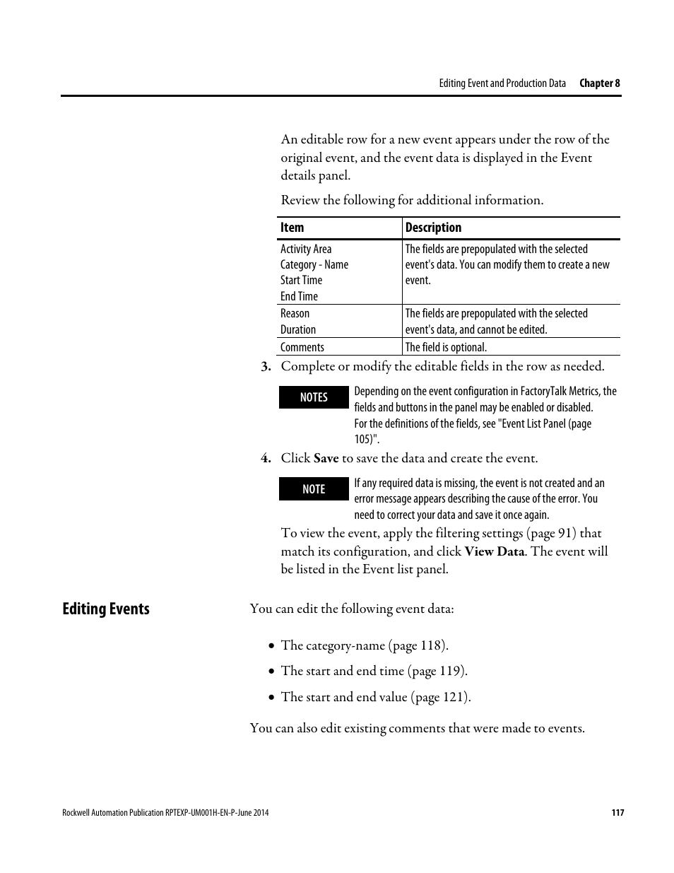 Editing events | Rockwell Automation FactoryTalk Report Expert User Guide User Manual | Page 117 / 182