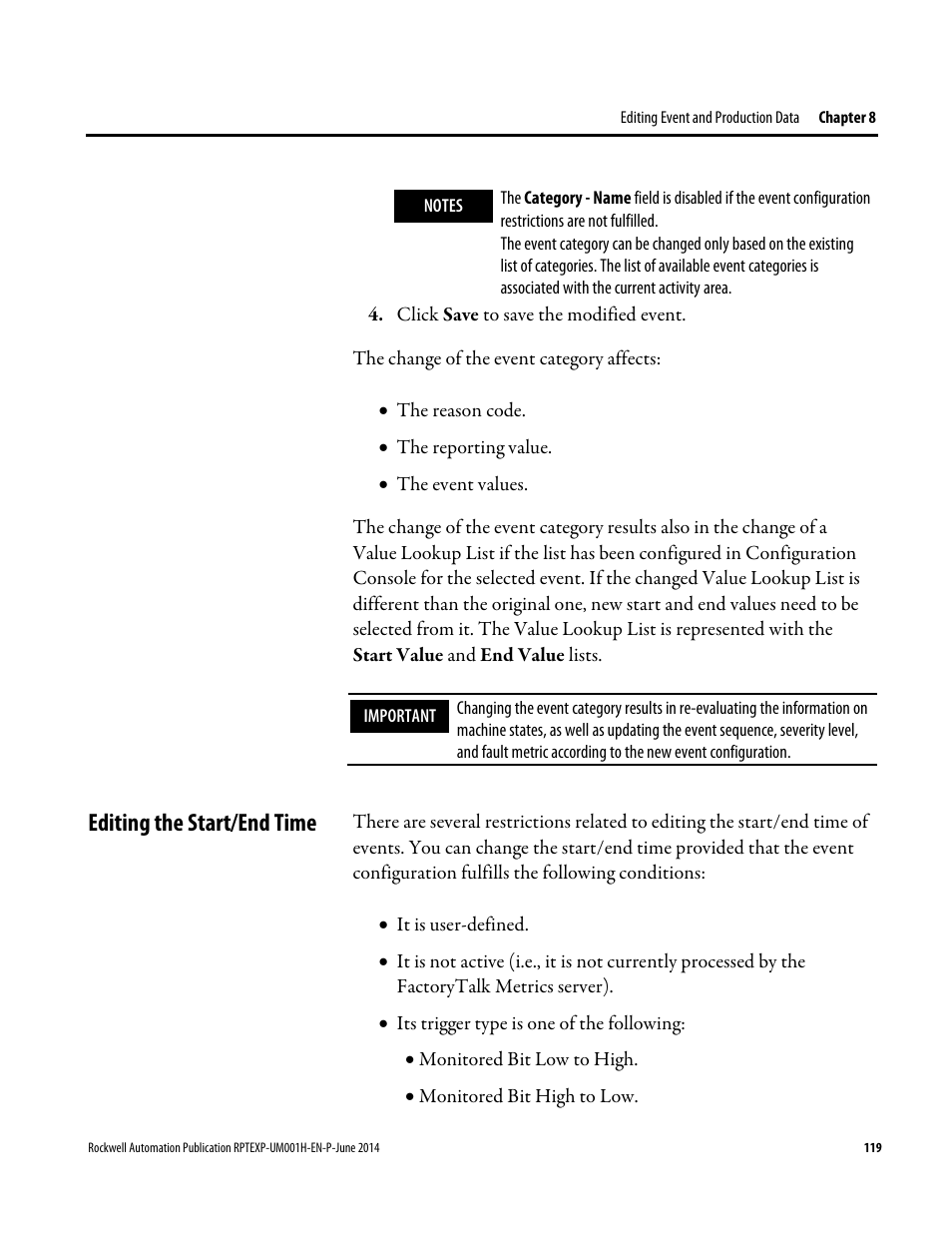 Editing the start/end time | Rockwell Automation FactoryTalk Report Expert User Guide User Manual | Page 119 / 182