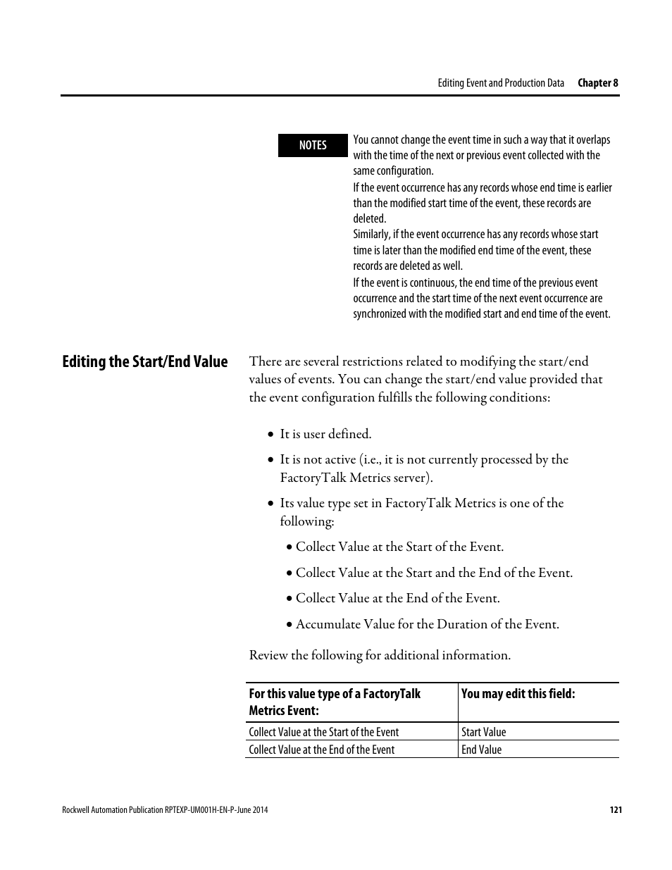 Editing the start/end value | Rockwell Automation FactoryTalk Report Expert User Guide User Manual | Page 121 / 182