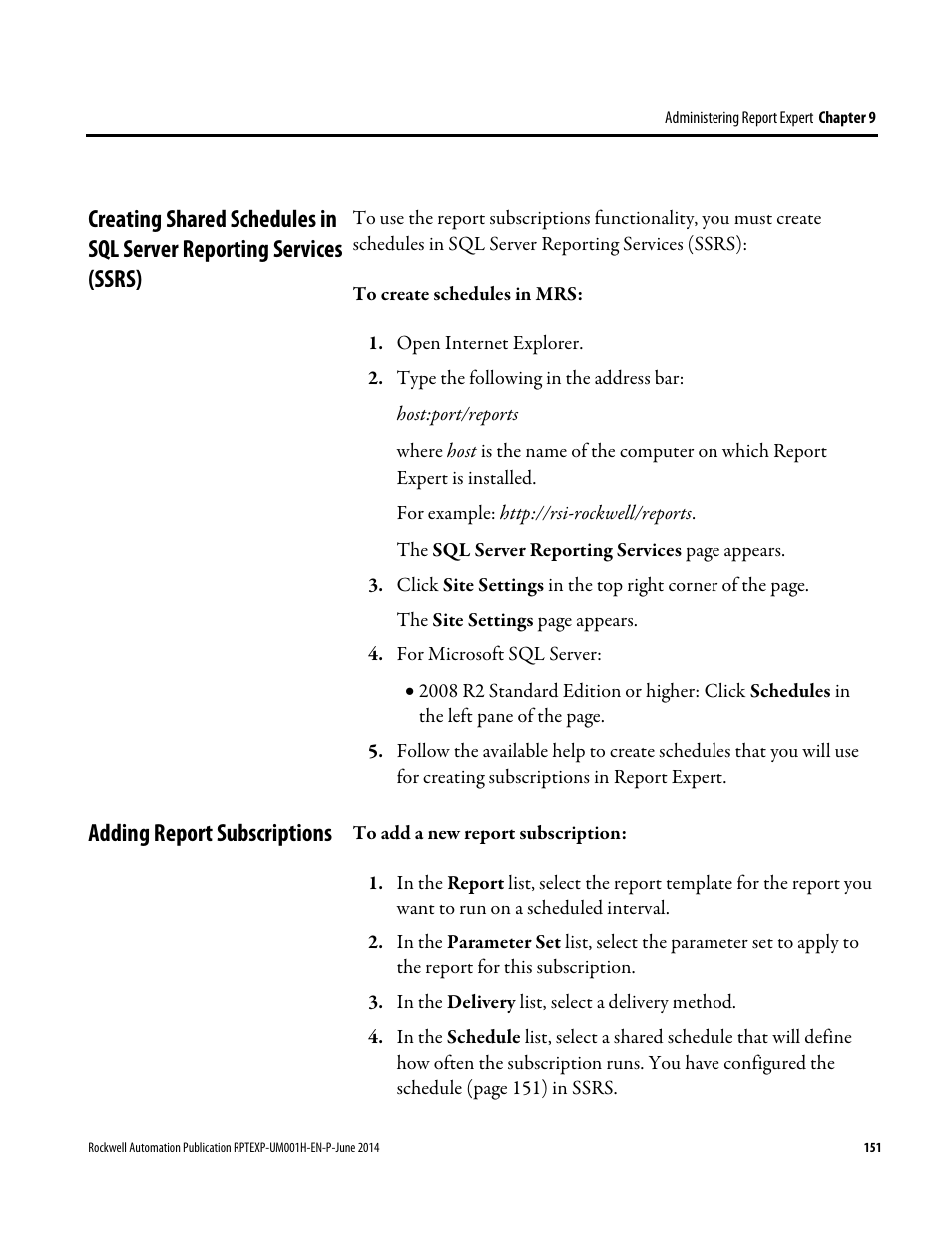 Adding report subscriptions | Rockwell Automation FactoryTalk Report Expert User Guide User Manual | Page 151 / 182