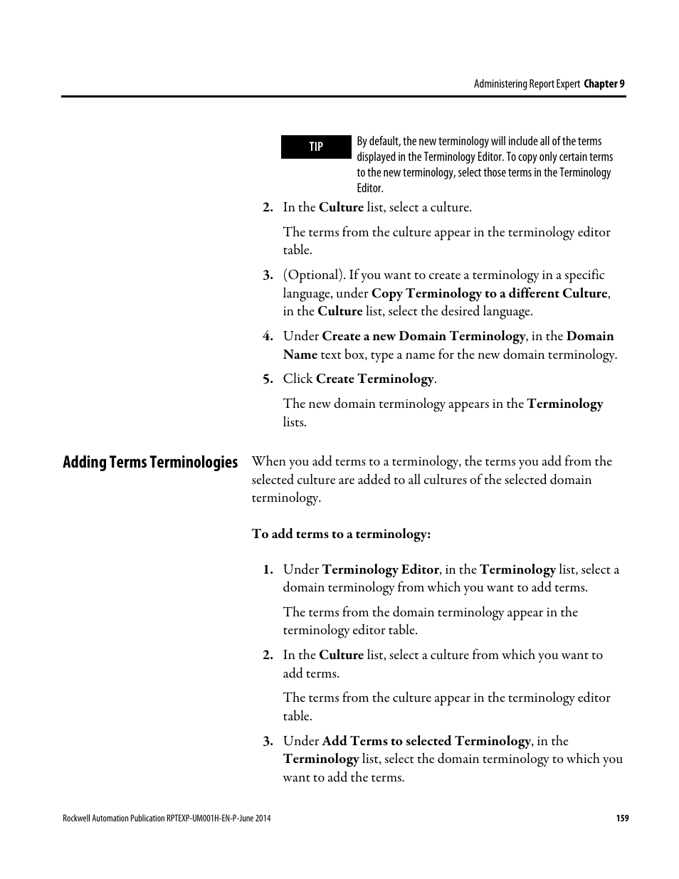 Adding terms terminologies | Rockwell Automation FactoryTalk Report Expert User Guide User Manual | Page 159 / 182