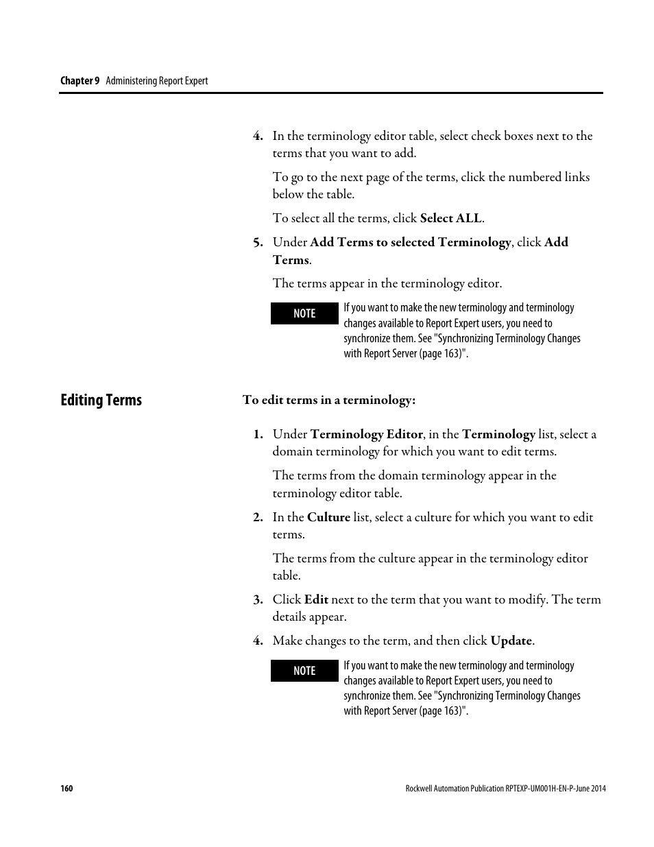 Editing terms | Rockwell Automation FactoryTalk Report Expert User Guide User Manual | Page 160 / 182