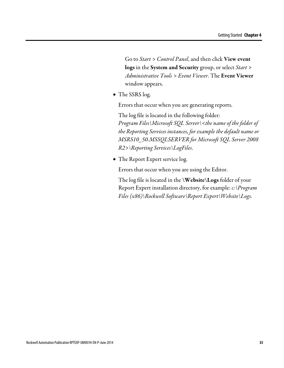 Rockwell Automation FactoryTalk Report Expert User Guide User Manual | Page 35 / 182
