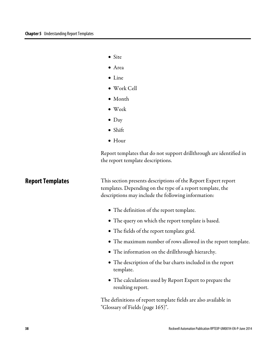 Report templates | Rockwell Automation FactoryTalk Report Expert User Guide User Manual | Page 38 / 182