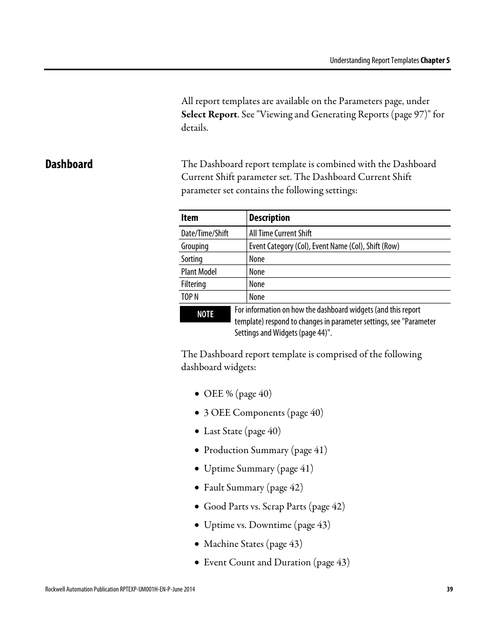 Dashboard | Rockwell Automation FactoryTalk Report Expert User Guide User Manual | Page 39 / 182