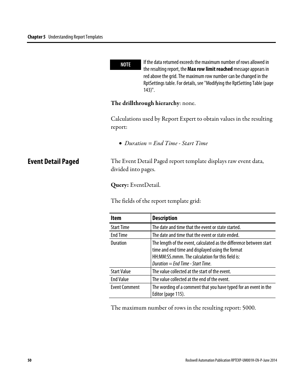 Event detail paged | Rockwell Automation FactoryTalk Report Expert User Guide User Manual | Page 50 / 182