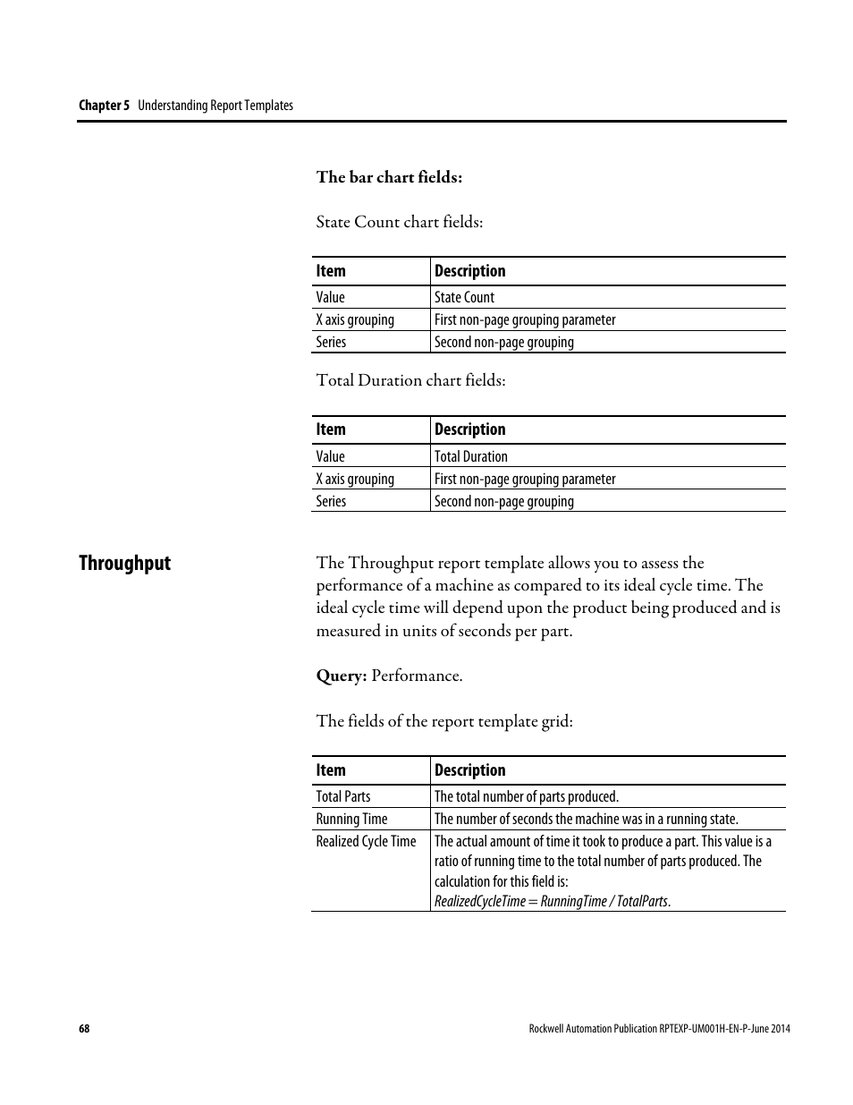 Throughput | Rockwell Automation FactoryTalk Report Expert User Guide User Manual | Page 68 / 182