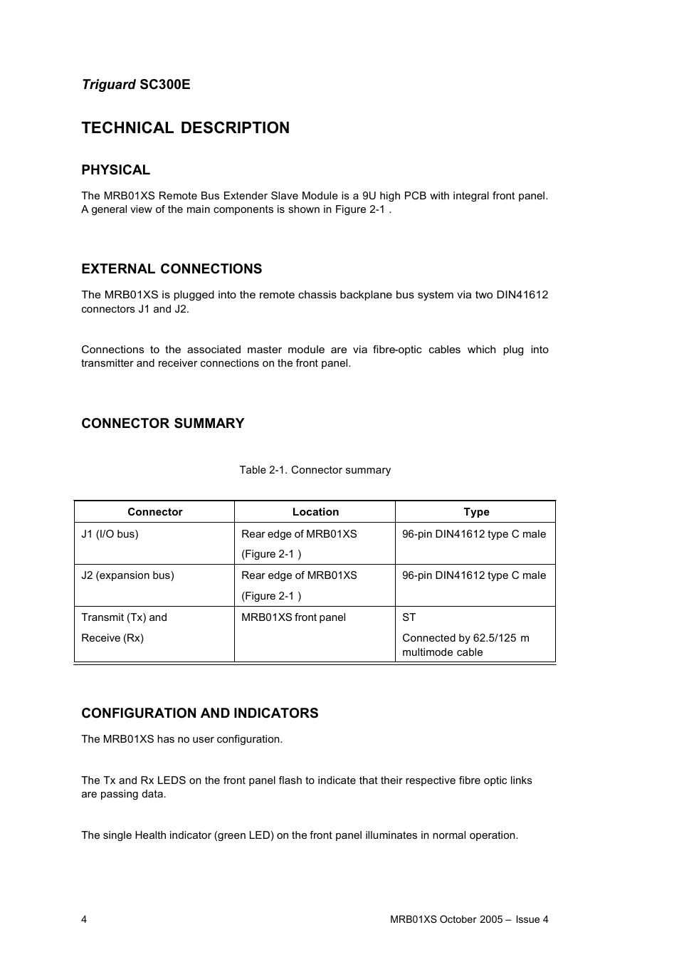 Technical description | Rockwell Automation MRB01XS Remote Bus Extender Slave Module User Manual | Page 4 / 11