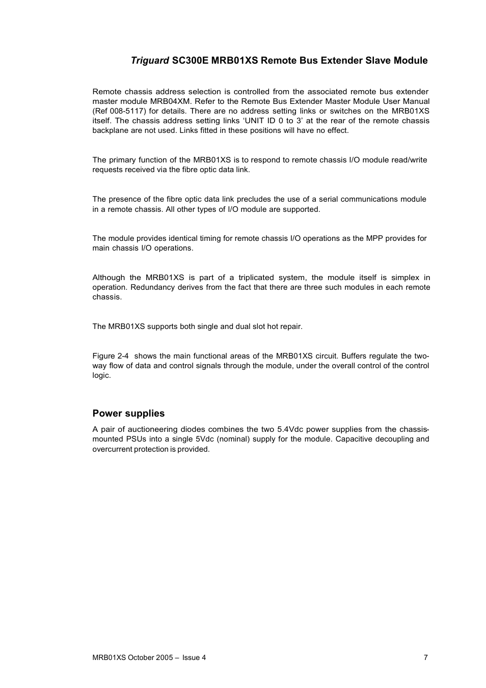Power supplies | Rockwell Automation MRB01XS Remote Bus Extender Slave Module User Manual | Page 7 / 11