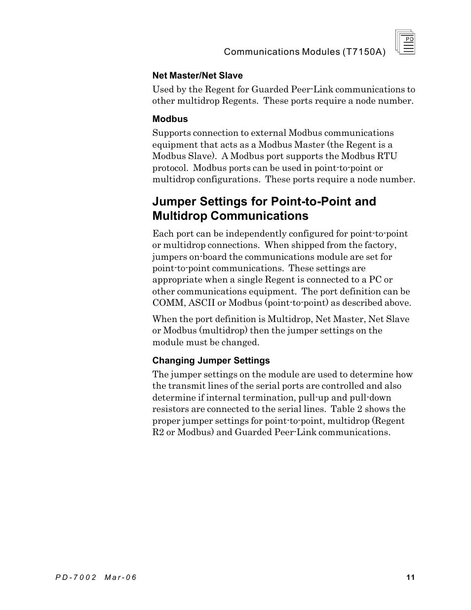 Rockwell Automation T7150A Regent+Plus Communications Modules RS-232, RS-422 and RS-485 User Manual | Page 11 / 21
