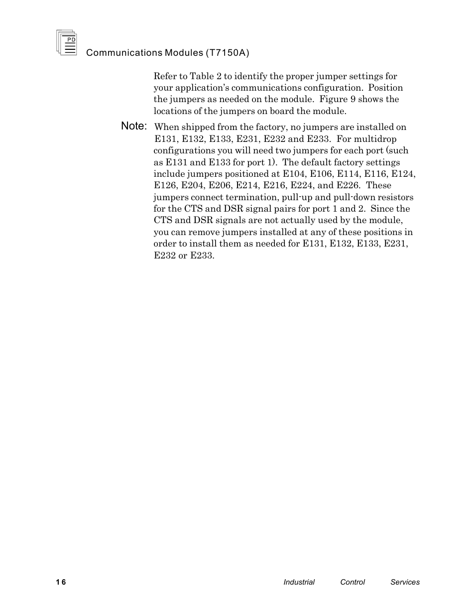 Rockwell Automation T7150A Regent+Plus Communications Modules RS-232, RS-422 and RS-485 User Manual | Page 16 / 21