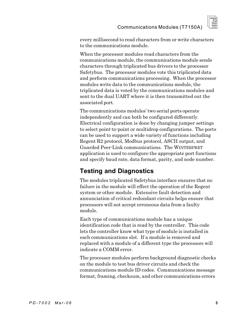 Testing and diagnostics | Rockwell Automation T7150A Regent+Plus Communications Modules RS-232, RS-422 and RS-485 User Manual | Page 3 / 21