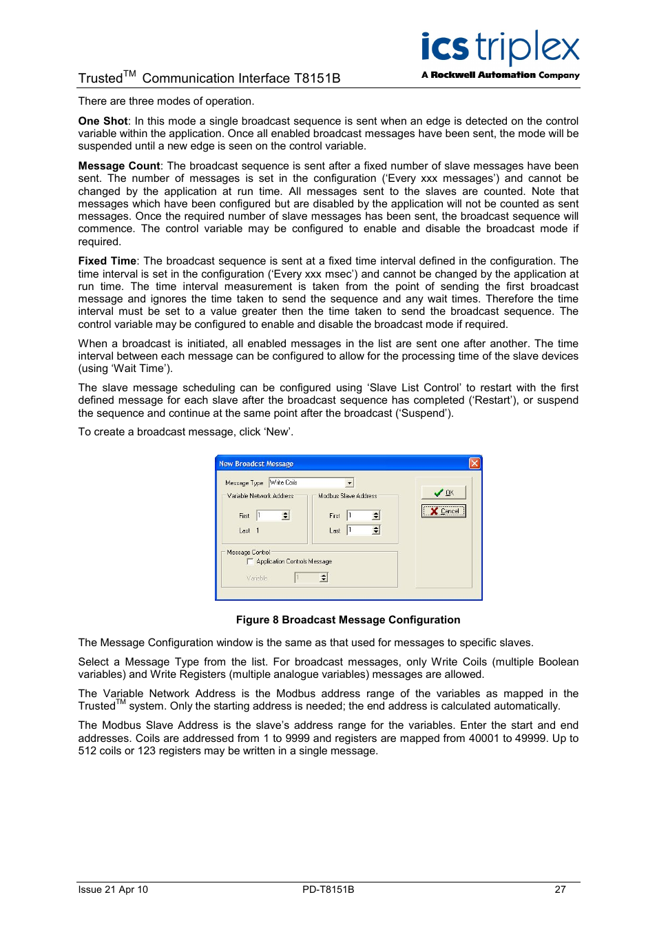 Trusted, Communication interface t8151b | Rockwell Automation T8xxx Trusted Communications Interface User Manual | Page 27 / 68