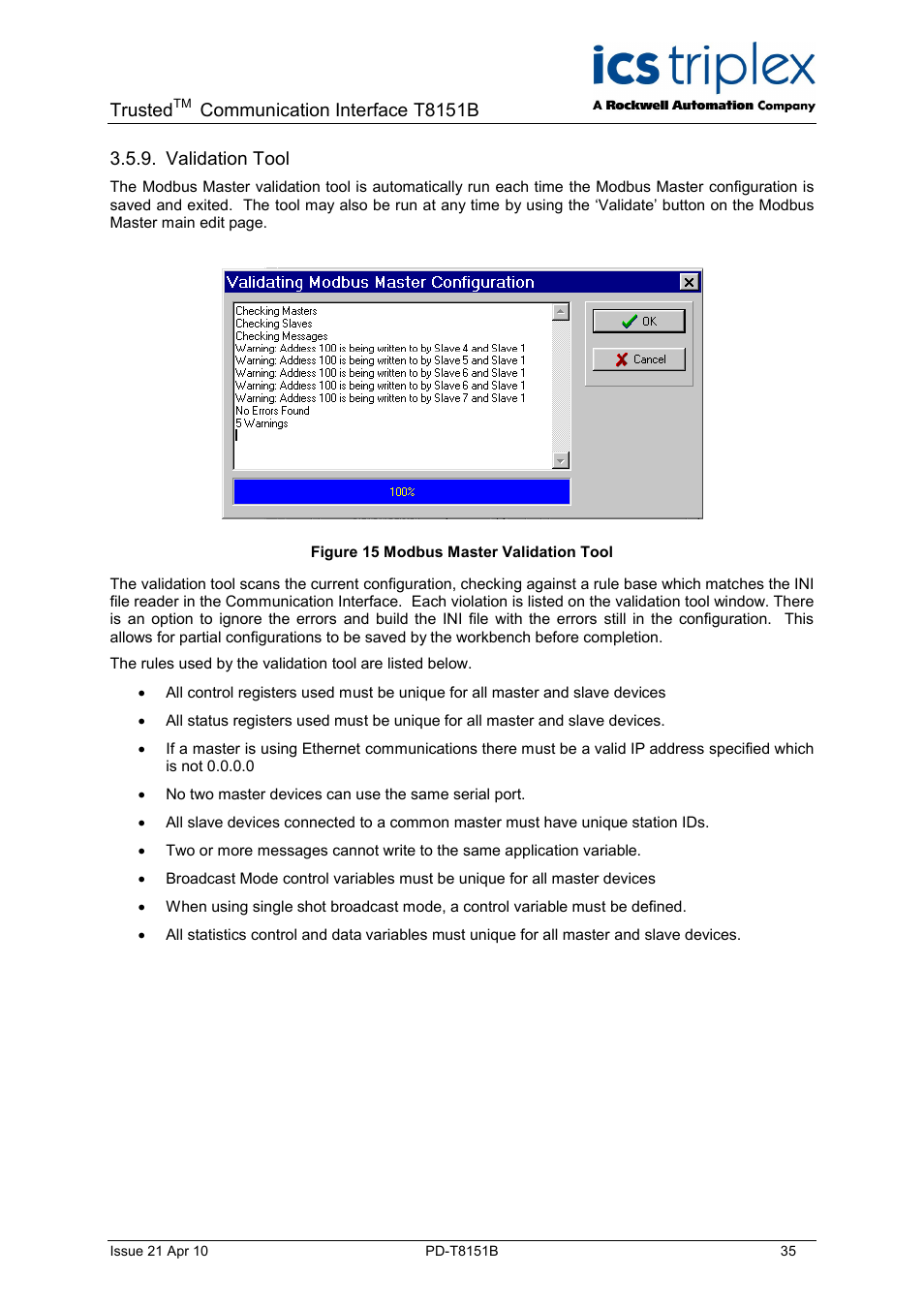 Trusted, Communication interface t8151b, Validation tool | Rockwell Automation T8xxx Trusted Communications Interface User Manual | Page 35 / 68
