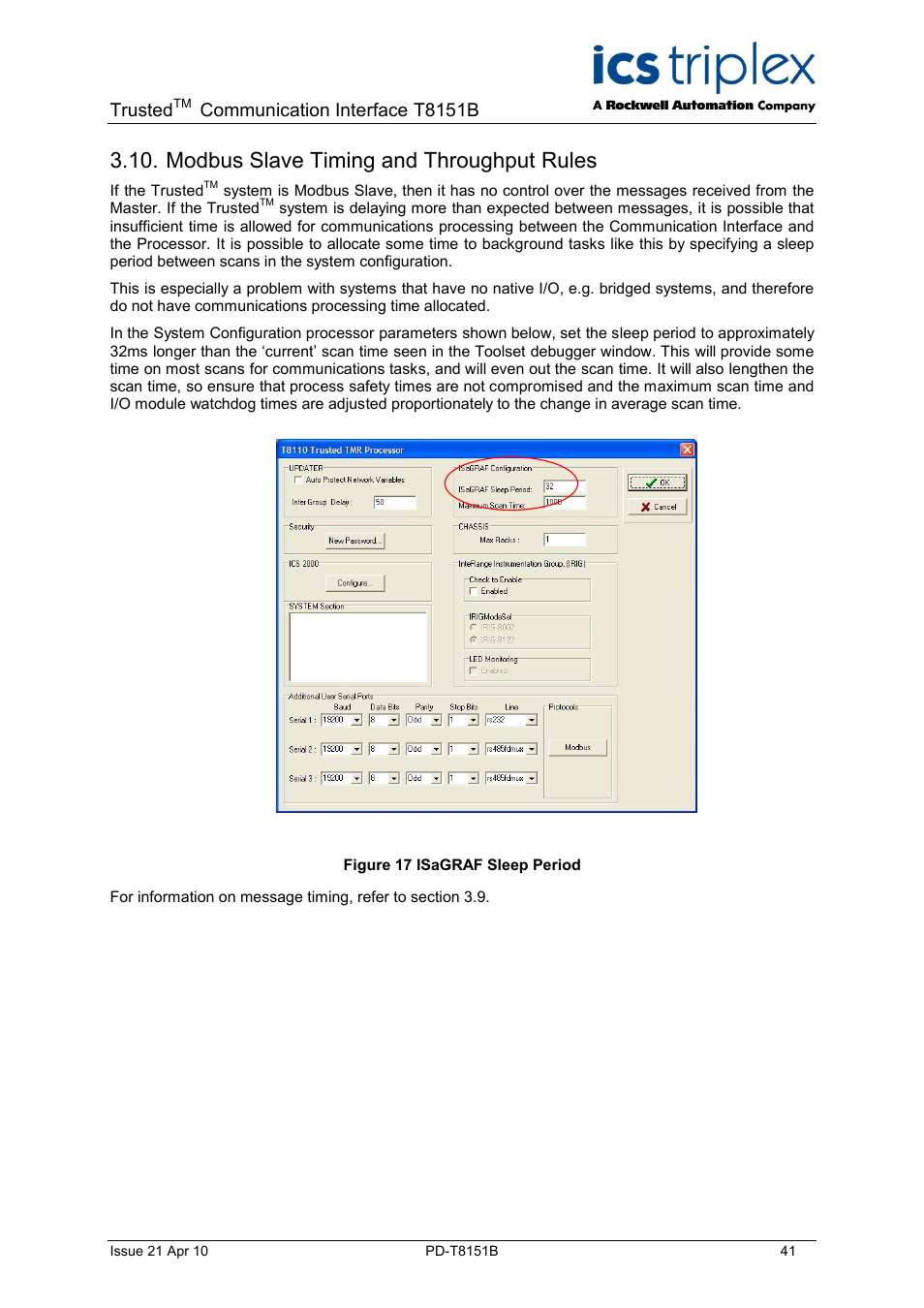 Modbus slave timing and throughput rules, Trusted, Communication interface t8151b | Rockwell Automation T8xxx Trusted Communications Interface User Manual | Page 41 / 68