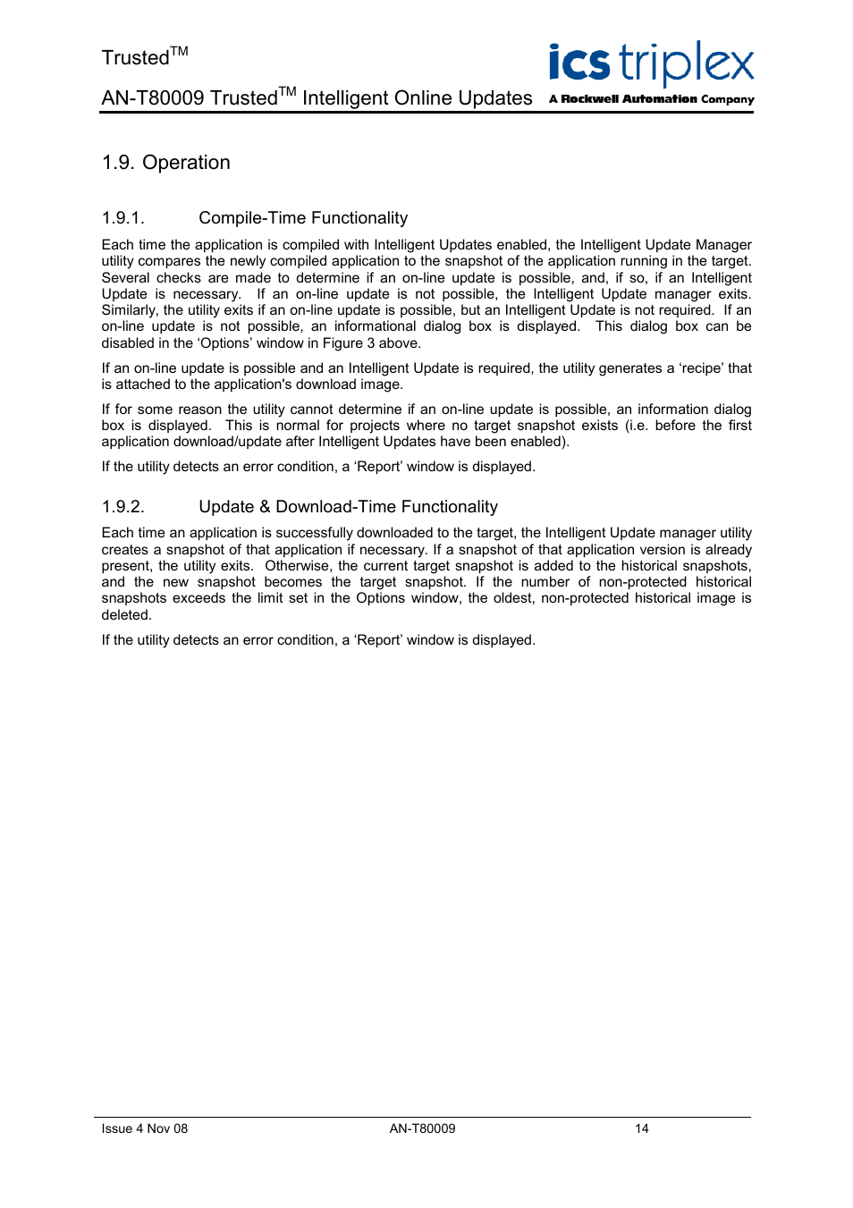 Operation, Compile-time functionality, Update & download-time functionality | Trusted, Intelligent online updates | Rockwell Automation T8xxx Application Note Trusted Intelligent Online Updates User Manual | Page 14 / 26
