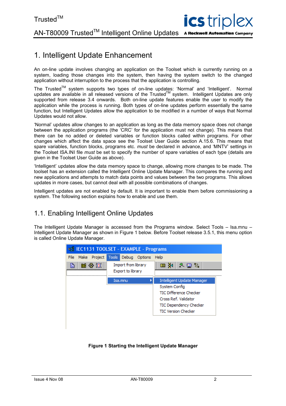 Enabling intelligent online updates, Intelligent update enhancement, Trusted | Intelligent online updates | Rockwell Automation T8xxx Application Note Trusted Intelligent Online Updates User Manual | Page 2 / 26