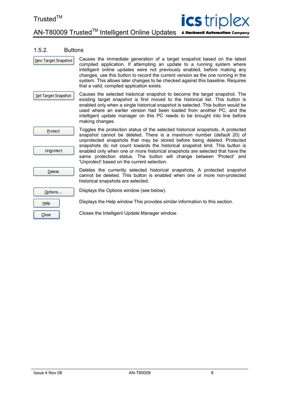 Buttons, Trusted, Intelligent online updates | Rockwell Automation T8xxx Application Note Trusted Intelligent Online Updates User Manual | Page 8 / 26