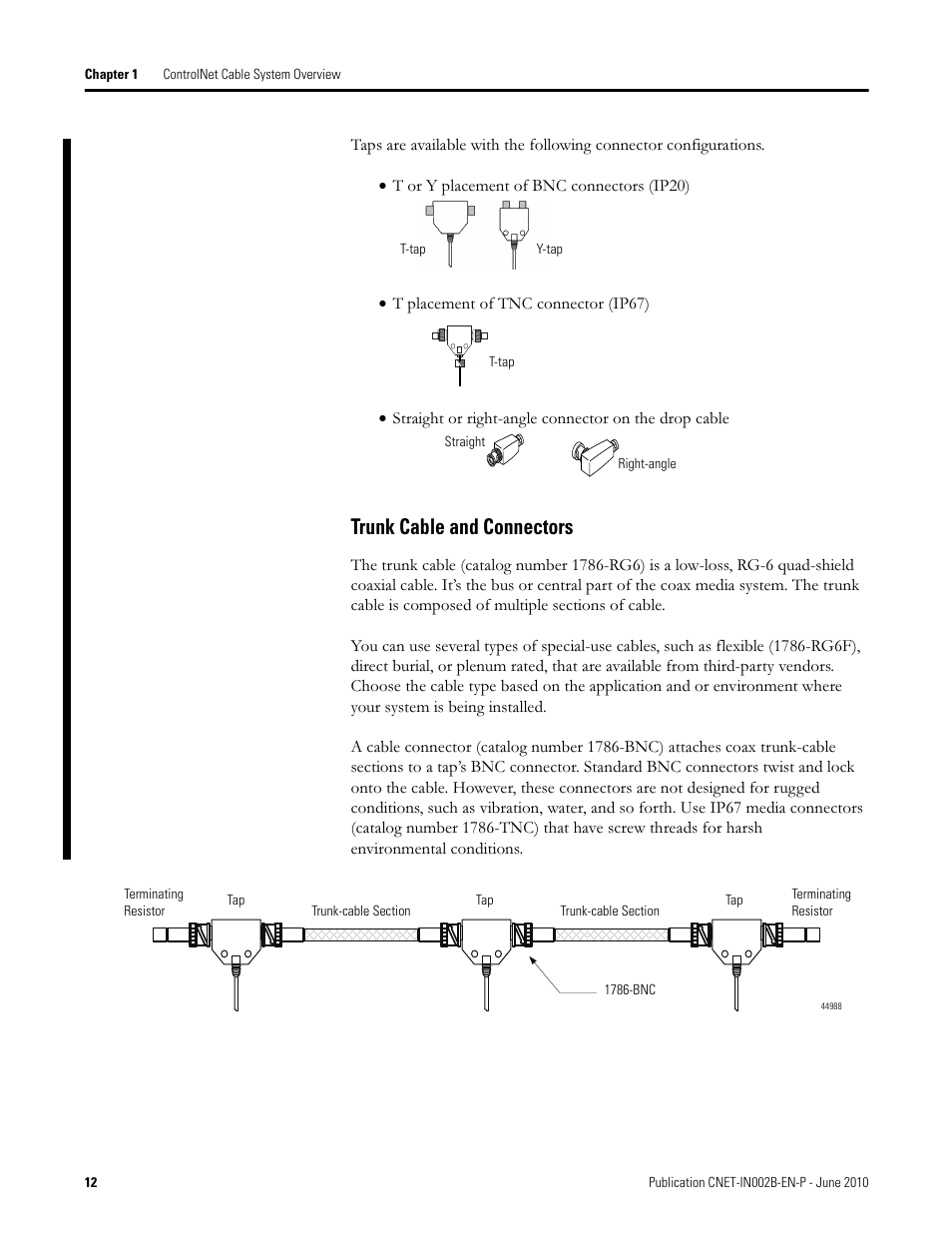 Trunk cable and connectors | Rockwell Automation 1786-series ControlNet Coax Media Planning and Installation Guide User Manual | Page 12 / 80