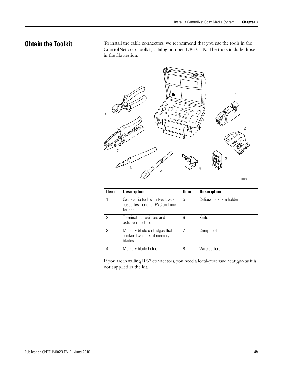 Obtain the toolkit | Rockwell Automation 1786-series ControlNet Coax Media Planning and Installation Guide User Manual | Page 49 / 80