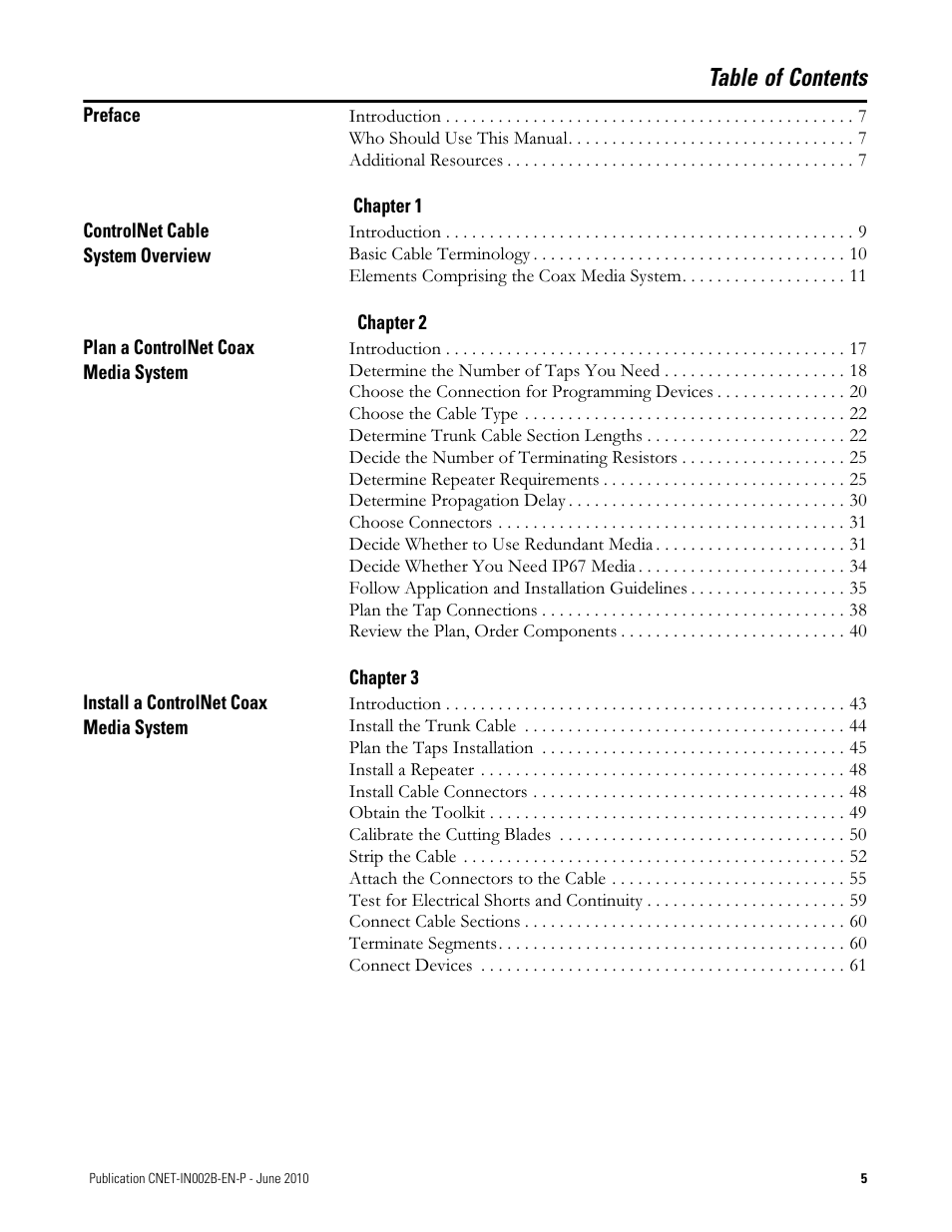 Rockwell Automation 1786-series ControlNet Coax Media Planning and Installation Guide User Manual | Page 5 / 80